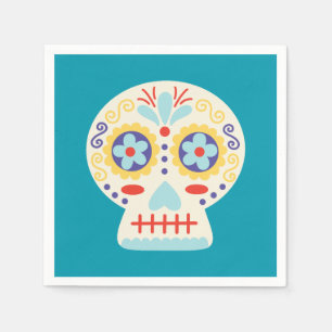 Serviette En Papier Décor du parti Dia de los Muertos Papier bleu Napk