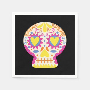 Serviette En Papier Décor du parti Dia de los Muertos Papier noir Napk