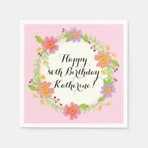 Serviette En Papier Décor floral moderne de fête d'anniversaire
