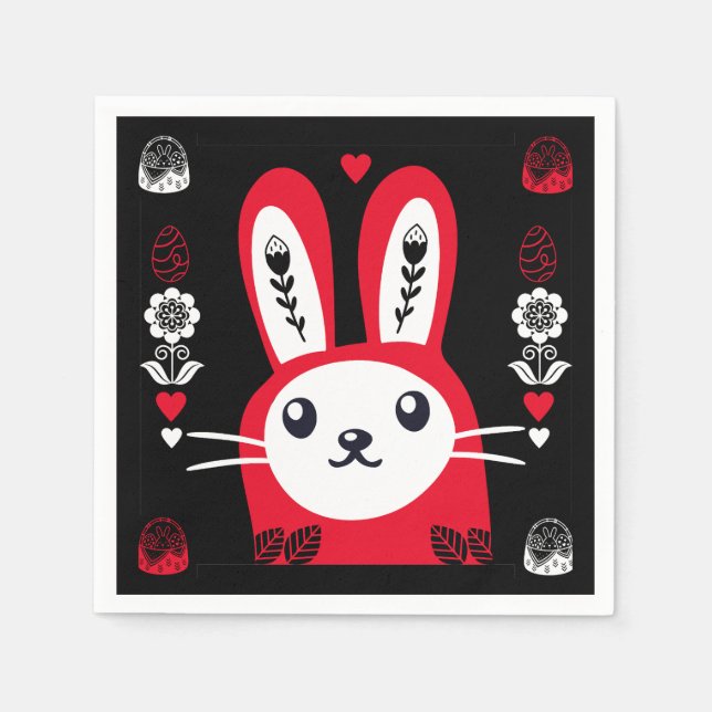 Serviette En Papier Décor lapin au chocolat de Pâques (Devant)