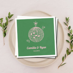 Serviette En Papier Décor Mariage Retro Green & Pink Disco
