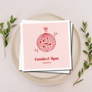 Serviette En Papier Décor Mariage Retro Rouge & Rose Disco