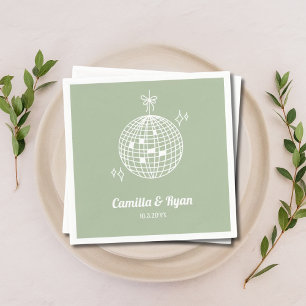 Serviette En Papier Décor Mariage Retro Sage Green Disco