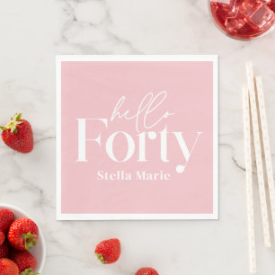 Serviette En Papier Décor moderne minimaliste rose girly 40e anniversa