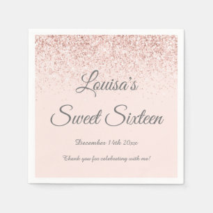Serviette En Papier Décor Sweet 16 Napkin Blush rose & Rose Gold Party