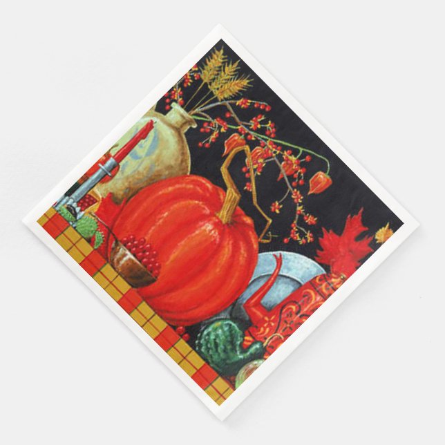 Serviette En Papier Décoration Citrouille Festive d'automne (Coin)