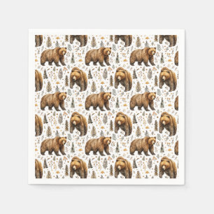 Serviette En Papier Décoration de cabine Ours Brun Bois