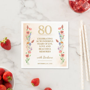 Serviette En Papier Décoration de fête d'anniversaire 80 ans Soft Wild