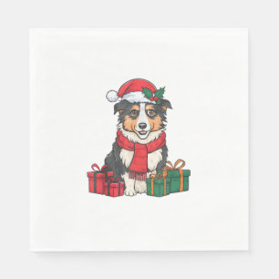 Serviette En Papier Décoration de fête de Noël Chien de Berger austral