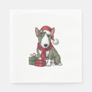 Serviette En Papier Décoration de fête de Noël Père Noël Bull Terrier