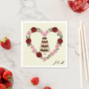 Serviette En Papier Décoration de gâteau avec motif de cœur rose 