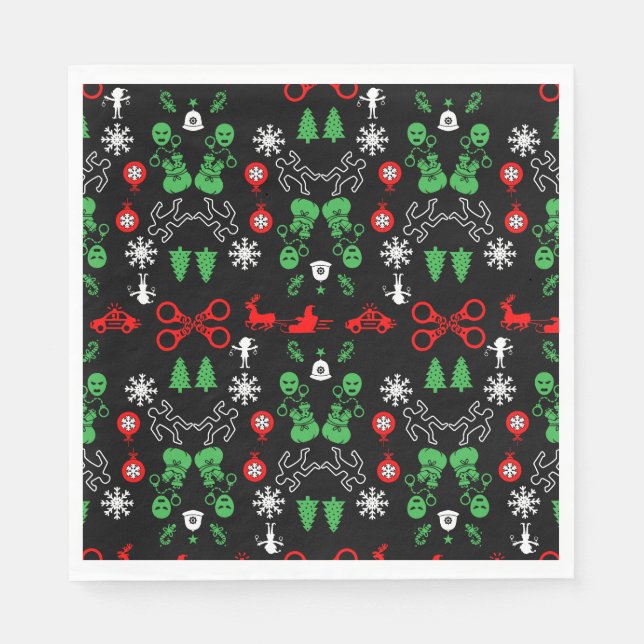 Serviette En Papier Décoration de Noël de police (Devant)