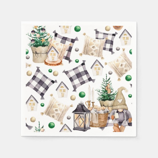 Serviette En Papier Décoration de Noël Gnome (Devant)