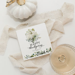 Serviette En Papier Decoration de Thanksgiving Citrouille Blanche Euca