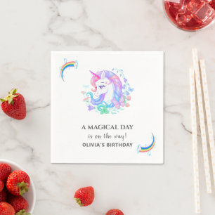 Serviette En Papier Décorations de fête d'anniversaire de la Unicorn