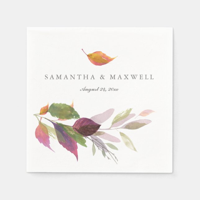 Serviette En Papier Décorations de mariage rustique Feuilles d'automne (Devant)