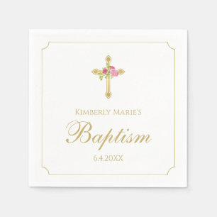 Serviette En Papier Décoré d'un monogramme floral de roses de rose d