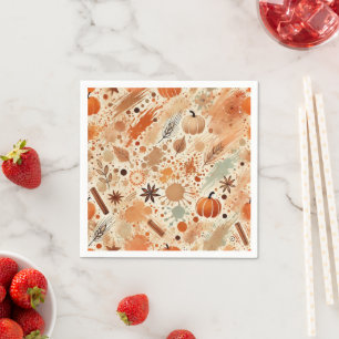 Serviette En Papier Découpage d'aquarelle automatique Citrouille
