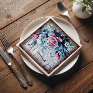 Serviette En Papier Découpage de clé florale