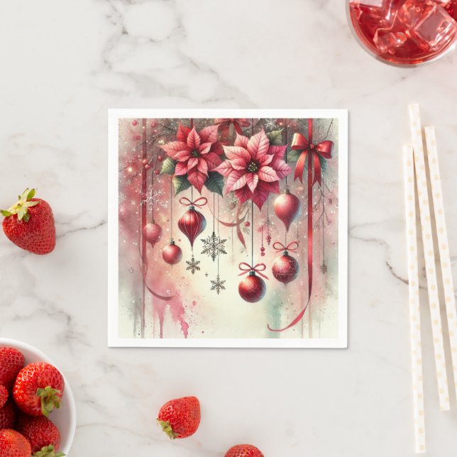 Serviette En Papier Découpage de décoration de Noël de Poinsettia Whim (En situation)