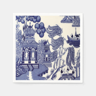 Serviette En Papier Découpage de la Chinoiserie bleue et blanche