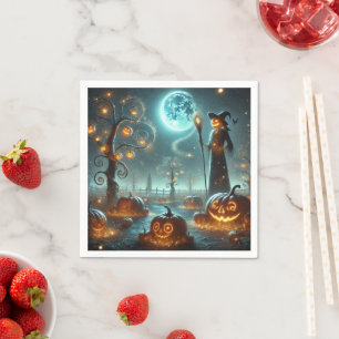 Serviette En Papier Découpage de patch de citrouilles au clair de lune