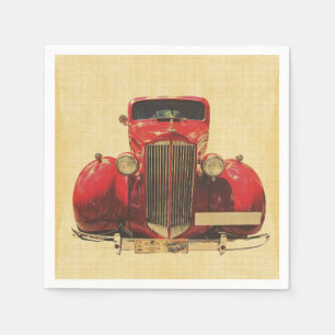Serviette En Papier Découpage de voiture rouge vintage