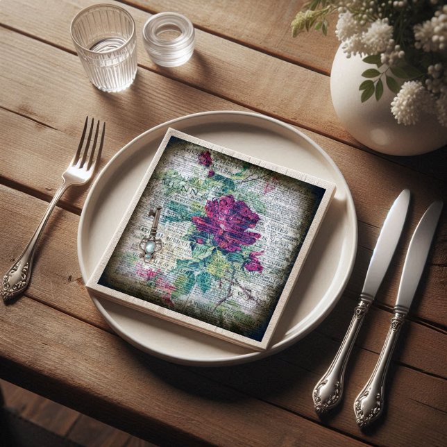 Serviette En Papier Découpage éphémère Rose de Bourgogne (Créateur téléchargé)