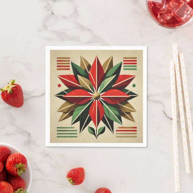 Serviette En Papier Découpage moderne de Noël au milieu du siècle (En situation)