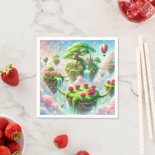 Serviette En Papier Découpage Whimsical Flottante Poinsettia Gardens (En situation)