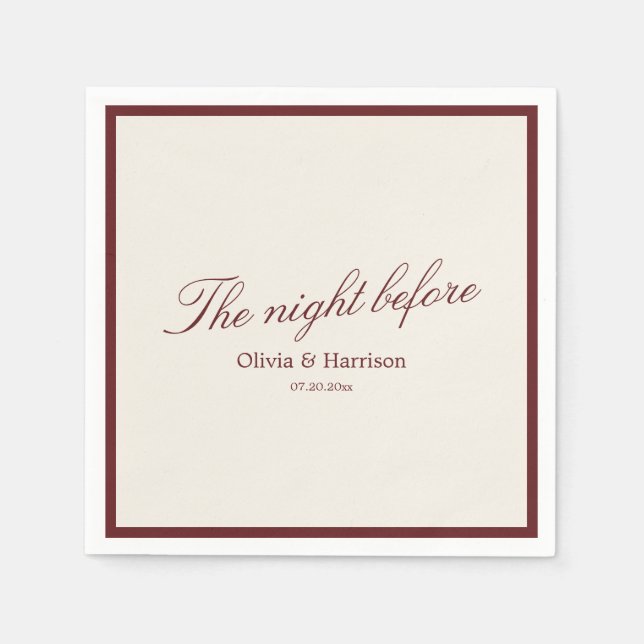 Serviette En Papier Deep Wine Old Money Rehearsal Dinner Napkin (Devant)