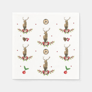 Serviette En Papier Deer Christmas Idyll Motif