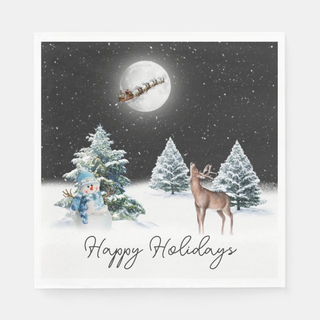 Serviette En Papier Deer et Père Noël Sleigh (Devant)