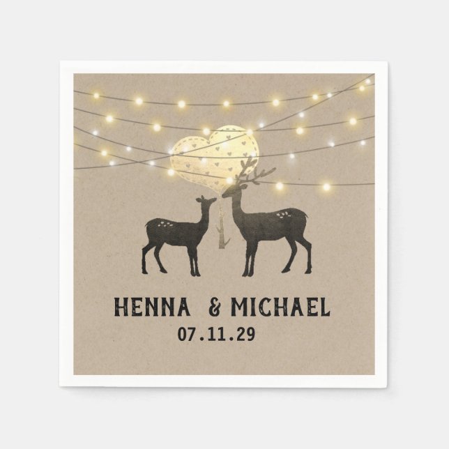Serviette En Papier Deer Love Woodland Deer Mariage Custom (Devant)