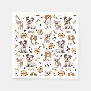 Serviette En Papier Défilé de chiots joueurs