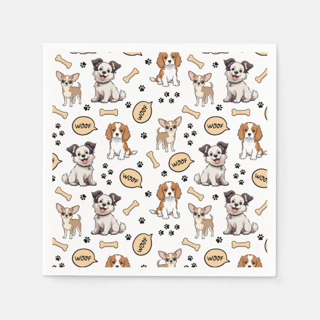 Serviette En Papier Défilé de chiots joueurs (Devant)