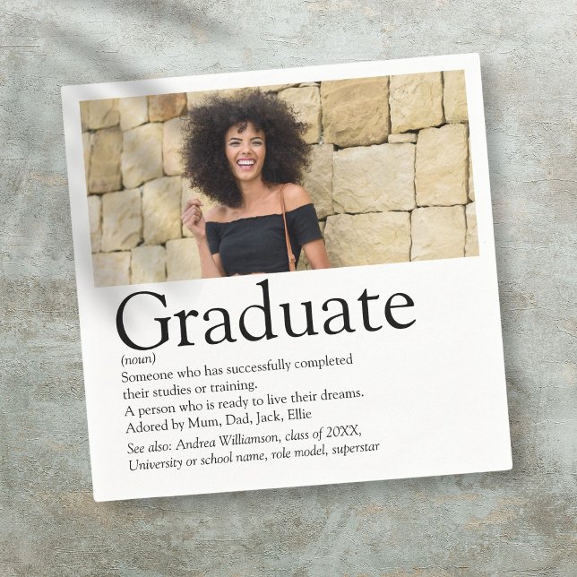Serviette En Papier Définition de diplômé moderne Photo (Modern Graduate Definition Photo Napkins)