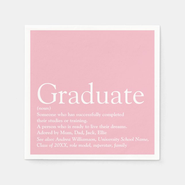 Serviette En Papier Définition de diplômée Rose Féminin Moderne (Devant)