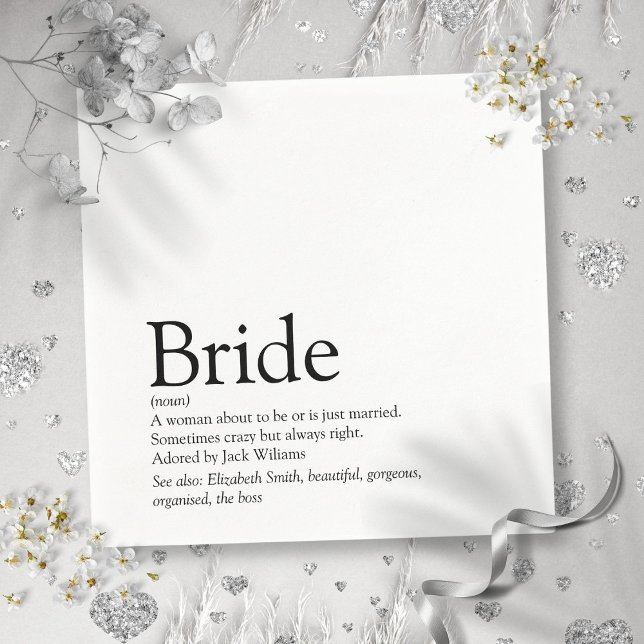 Serviette En Papier Définition de mariée amusante, mariage moderne (Fun Bride Definition, Bridal Shower Modern Napkins)
