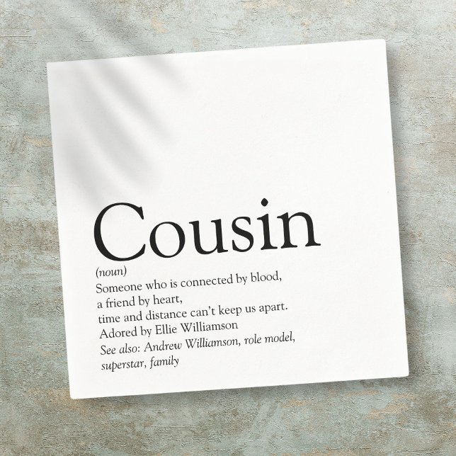 Serviette En Papier Définition du meilleur cousin au monde (World's Best Ever Cousin Definition Napkins)