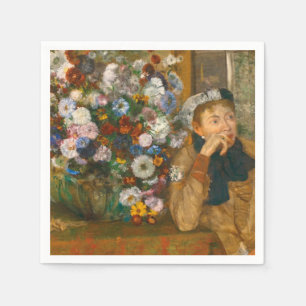 Serviette En Papier Degas Une Femme assise à côté d'un vase de fleurs