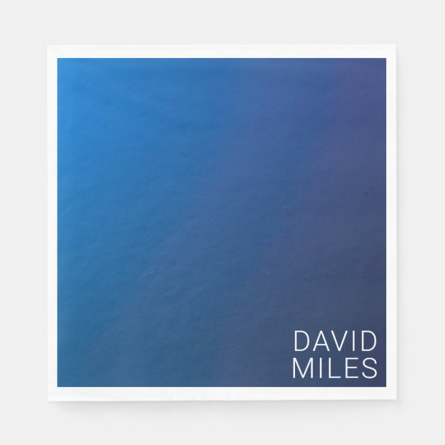 Serviette En Papier Dégradé bleu foncé moderne et texte modifiable min (Devant)