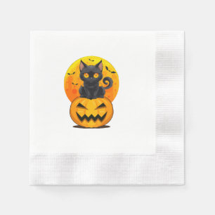 Serviette En Papier Déguisement Halloween Citrouille Chat Noir