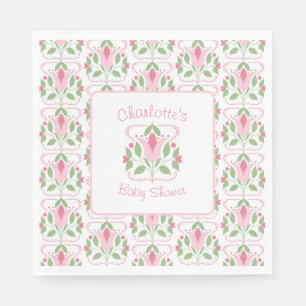 Serviette En Papier Déjeuner Baby shower Art déco rose