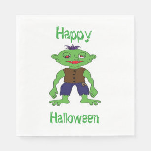 Serviette En Papier Déjeuner blanc standard Napkin/Monster vert