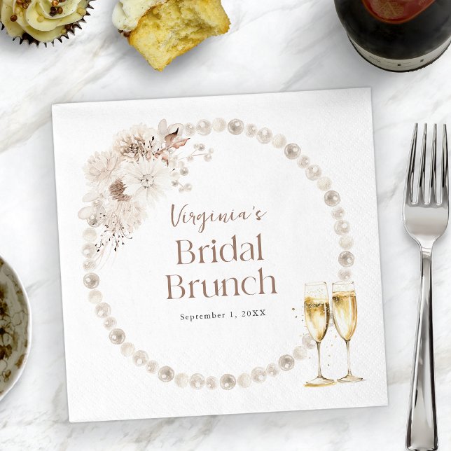 Serviette En Papier Déjeuner de mariage aux perles (Pearls Bridal Brunch Napkins
)