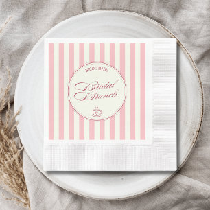 Serviette En Papier Déjeuner de mariage aux rayures roses Café vintage