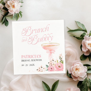 Serviette En Papier Déjeuner Floral Ruban Rose et Brunch aux Bulles po