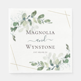 Serviette En Papier Déjeuner Mariage Eucalyptus personnalisé