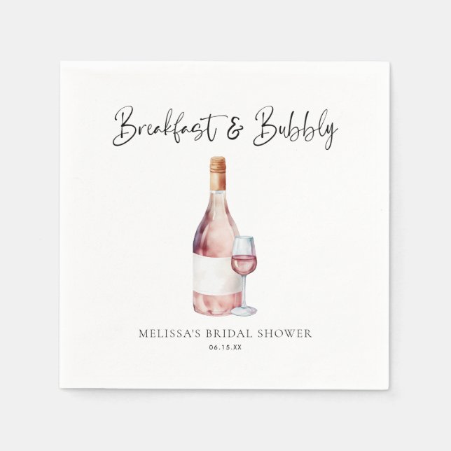 Serviette En Papier Déjeuner Rose Élégant et Doux Réception de Mariée (Devant)